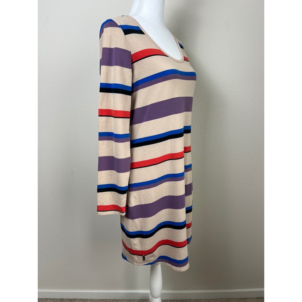 Lole Organic Cotton Striped Dress Open Back‎ Long Sleeve Stretch Size M Boho - Picture 2 of 8